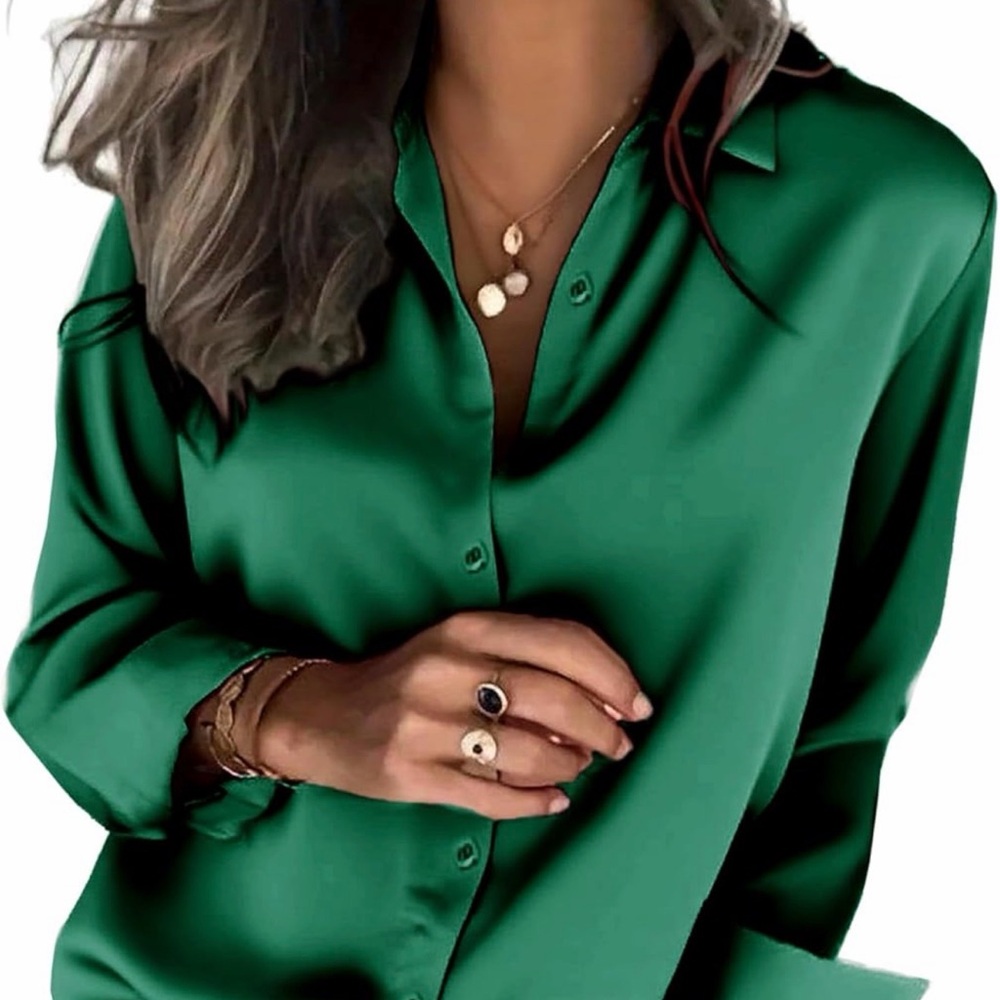 Elegant Green Satin Blouse